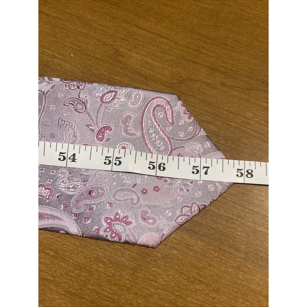 Geoffrey Beene Neck Tie Men Metallic Pink Paisley Wedding Business Resort Dinner